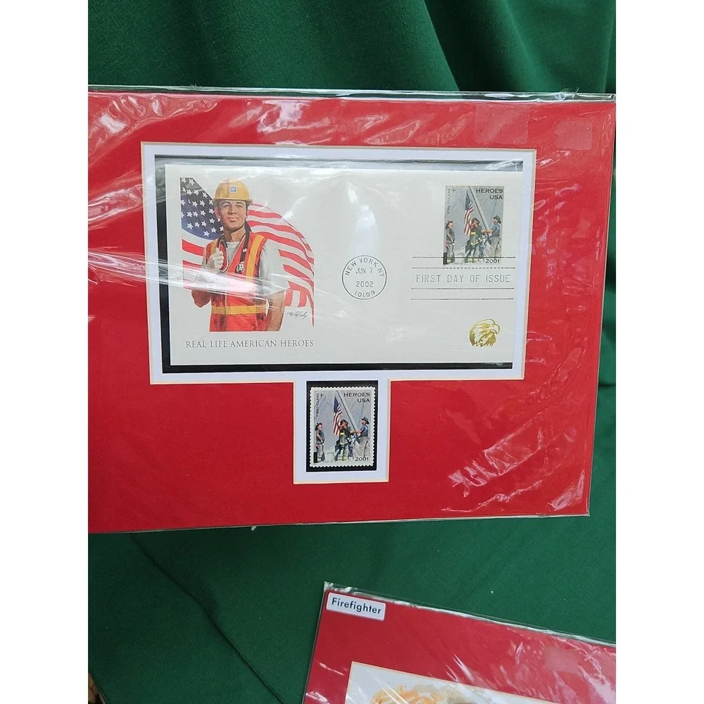 Firemen Firefighters 9/11 Heroes First Day Issue Stamps Firetruck 3‎ Matted Sets